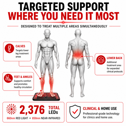 Red Light Neuropathy and Circulation Support System for Feet, Calves, Lower Back. 3,456 LEDs in System