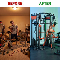 Home Gym Smith Machine Cable Crossover Weightlifting Sports Training — Before & After