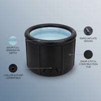 Pro Elite Recovery 90Cm Ice Pod Ice Bath Therapy Inflatable DWF Cold Plunge Tub for 03Hp Water Chiller for Athletes — infographic