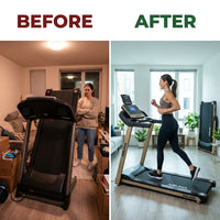 Space Saving Commercial Treadmill, Slim Motorized  W/ Speakers — Before & After