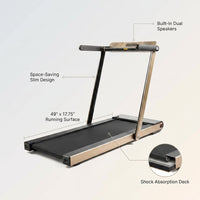 Space Saving Commercial Treadmill, Slim Motorized  W/ Speakers — infographic
