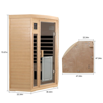 Low EMF Hemlock Wood Far-Infrared Indoor Two Person Sauna Room