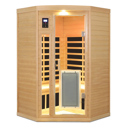Low EMF Hemlock Wood Far-Infrared Indoor Two Person Sauna Room